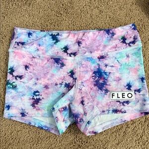 Fleo Women's Tie-Dye Athletic Shorts - Pink, Blue, and Green